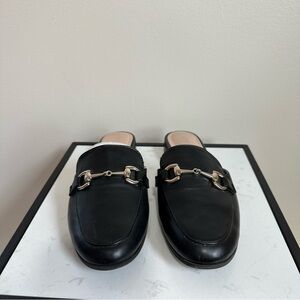 BCBG Zorie Bit Mule Black Leather Slip-On Loafers Size 7 Womens